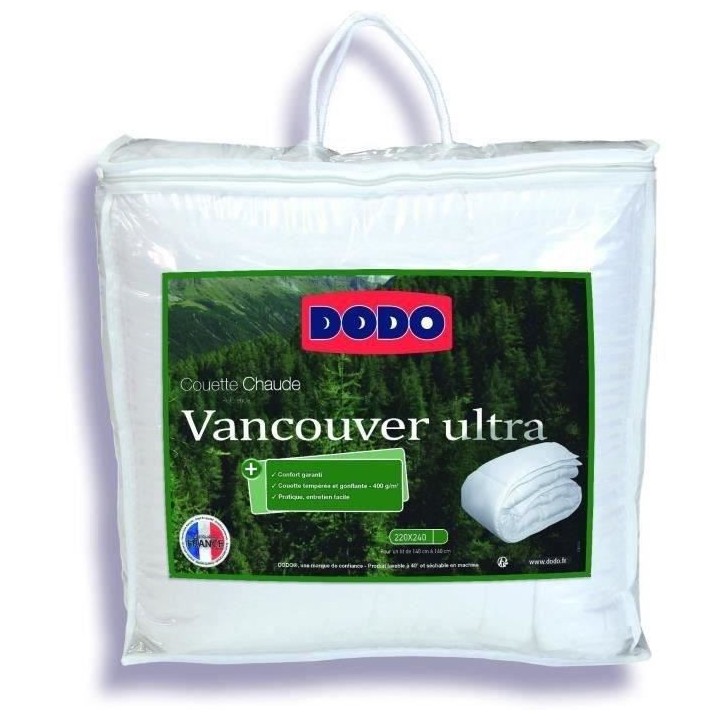 Couette Vancouver DODO Ultra chaude 220/240 Enveloppe 100% Polyester G