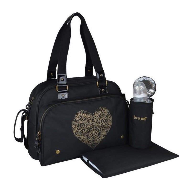 BABY ON BOARD Sac a langer Simply Premium + accessoires - Noir coeur doré