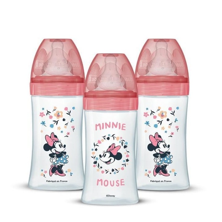 Lot de 3 Biberons DODIE Anti-Colique Initiation+ - Minnie - 270ml - 0-