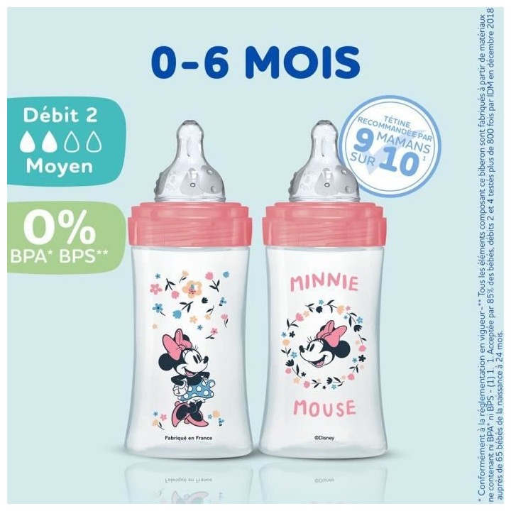 Lot de 3 Biberons DODIE Anti-Colique Initiation+ - Minnie - 270ml - 0-