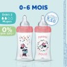 Lot de 3 Biberons DODIE Anti-Colique Initiation+ - Minnie - 270ml - 0-6 Mois - Tétine Ronde - Débit 2