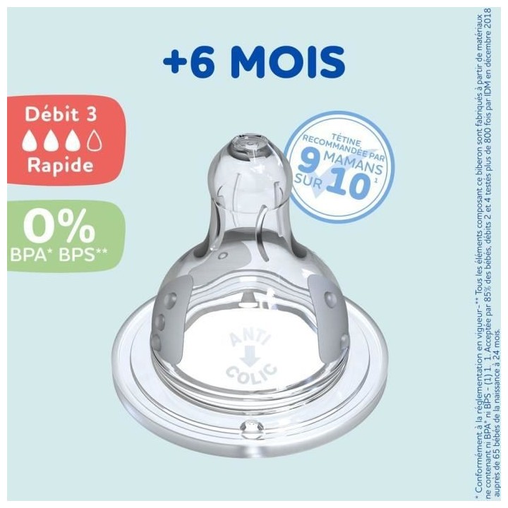 Lot de 4 tétines rondes DODIE Initiation - Débit 3