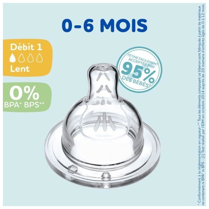 Lot de 4 tétines plates DODIE Sensation - Débit 1