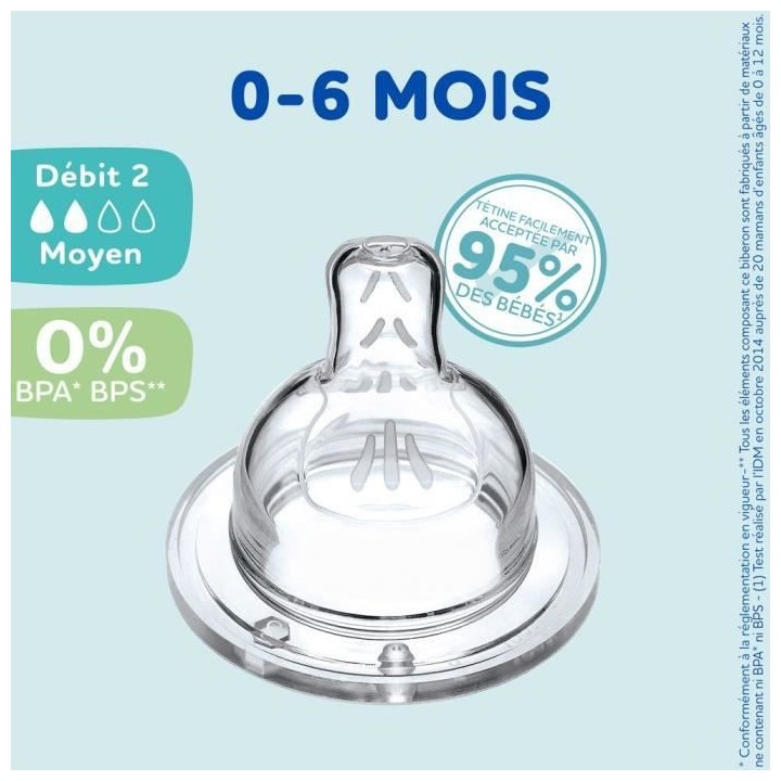 Lot de 4 tétines plates DODIE Sensation - Débit 2