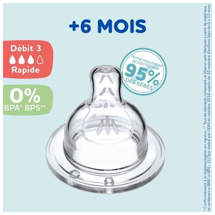 Lot de 4 tétines plates DODIE Sensation - Débit 3