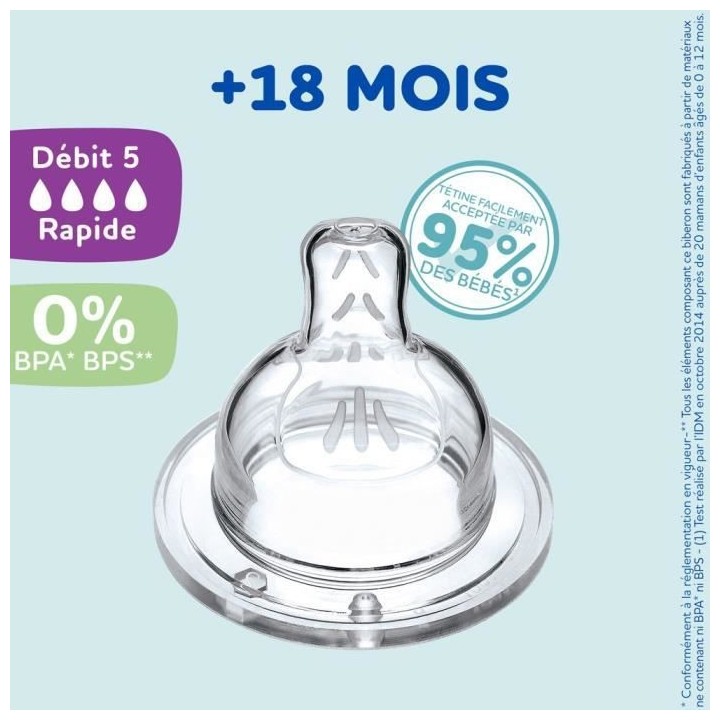 Lot de 4 tétines plates DODIE Sensation - Débit 5