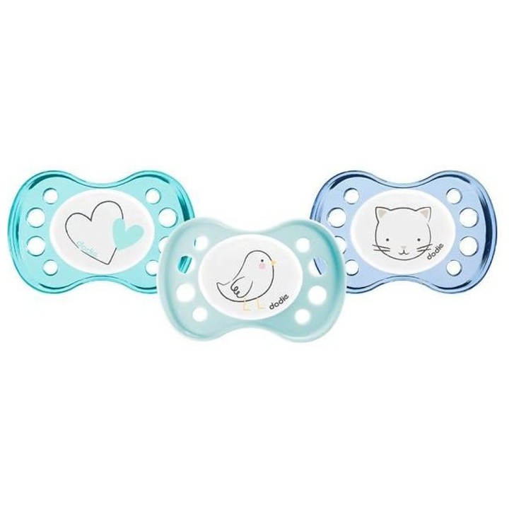 Dodie Sucette Anatomique Naissance +0m Coeur Bleu