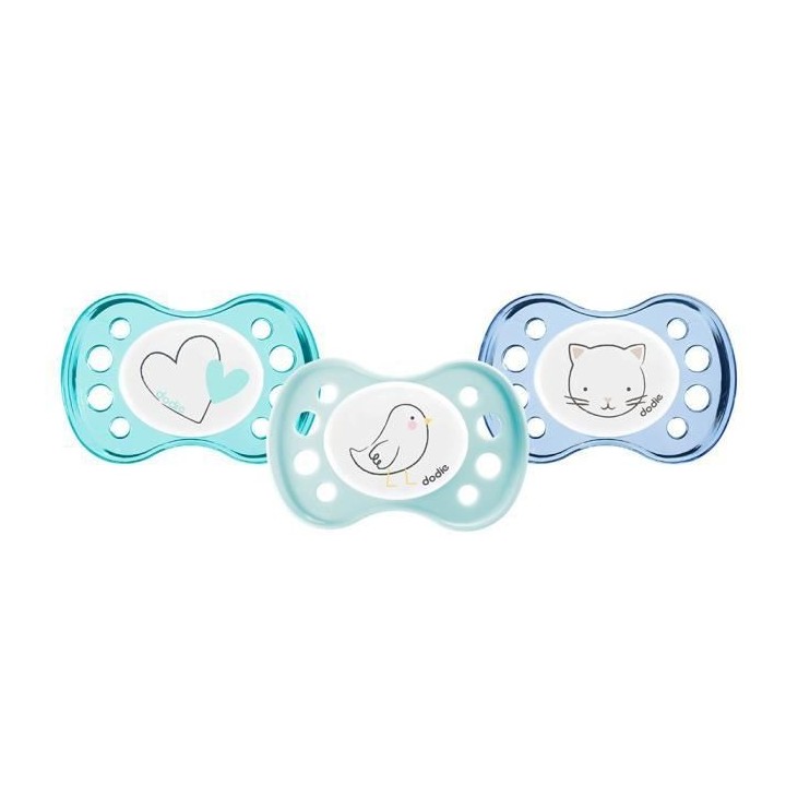 Dodie Sucette Anatomique Naissance +0m Coeur Bleu