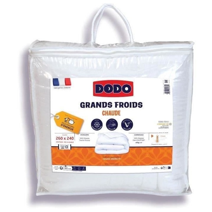Couette tres chaude 450gr/m² Grands Froids - 240 x 260 cm - 100% Poly