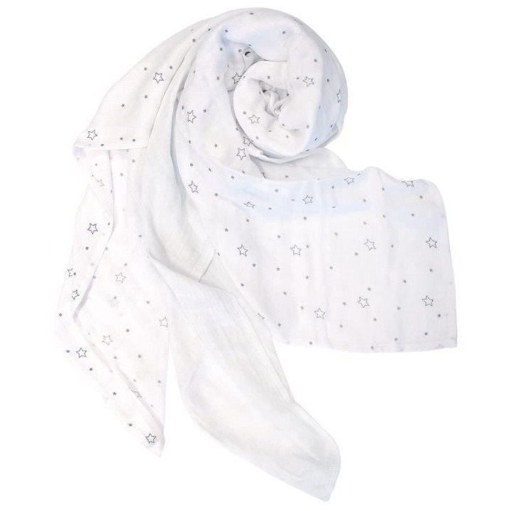 LOT 3 LANGES BAMBOU : 2 imprimées ETOILE + 1 BLANCHE