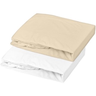 DOMIVA Lot 2 Draps housse Uni - Jersey - oeko-Tex - Blanc/Cailloux - 7