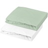 DOMIVA Lot 2 Draps housse Uni - Jersey - oeko-Tex - Blanc/Vert de gris - 60 x 120 cm