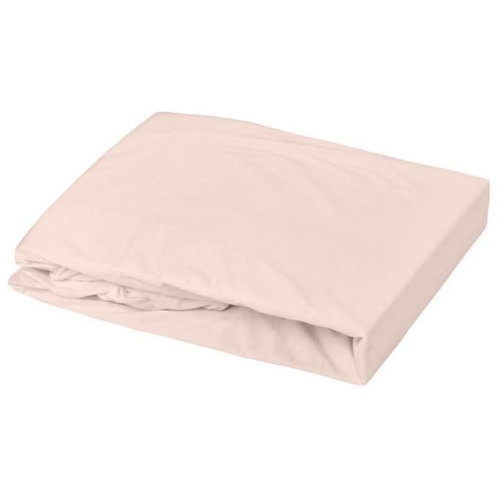 DOMIVA Drap housse + Alese Uni - 100% Coton - oeko-Tex - Blanc/Nude -