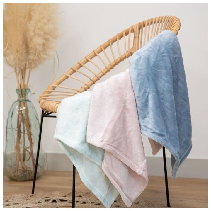 COUVERTURE MICRODOUX 100x150 cm BLEUET