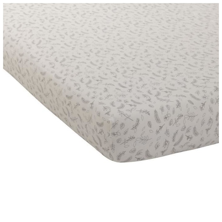 DRAP HOUSSE JERSEY IMPRIME 70X140 cm LEAFY BUNNY