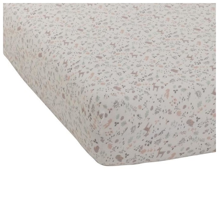 DRAP HOUSSE JERSEY IMPRIME 70X140 cm LILAS