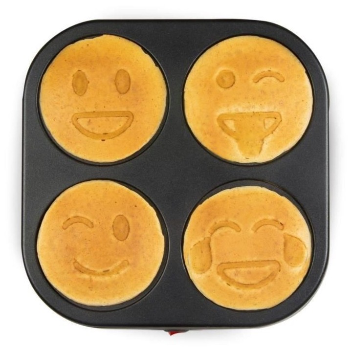Crépiere DOMO - 4 crepes - Motifs EMOJI - revetement anti-adhésif -