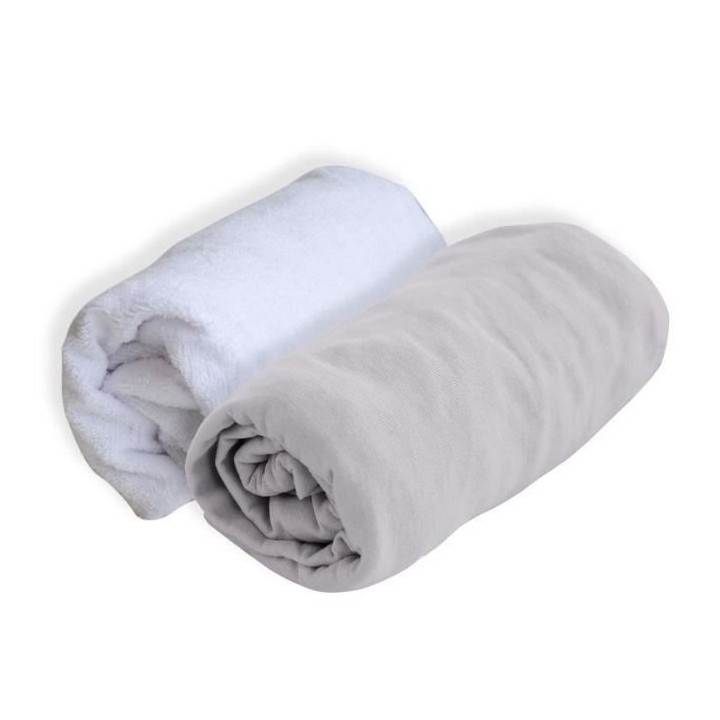 DOMIVA Drap housse + Alese Uni - 100% Coton - Traité Sanitized - Perl