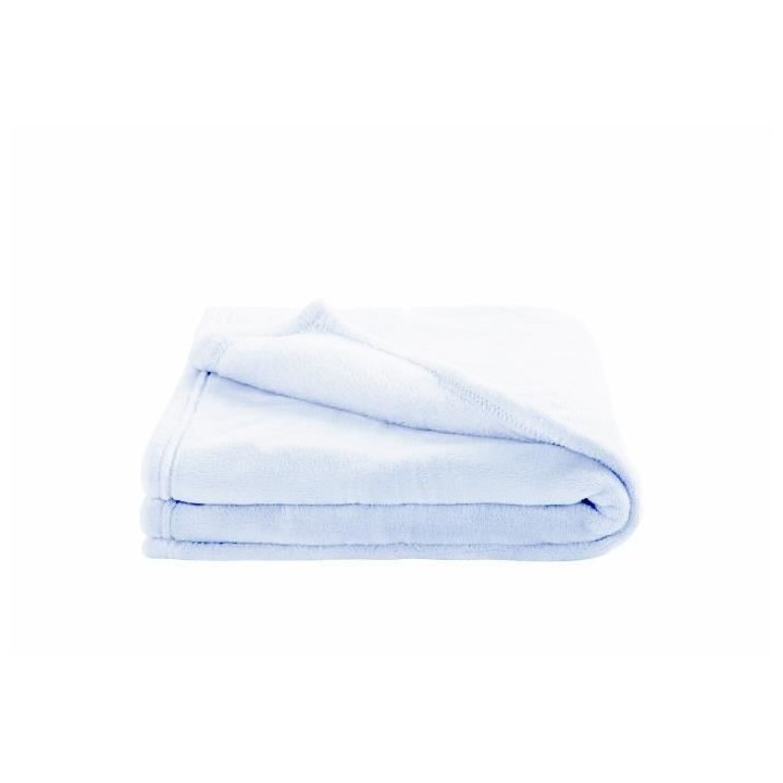 DOMIVA Couverture Microdoux - Microfibre 100% Polyester - Uni - Bleu c