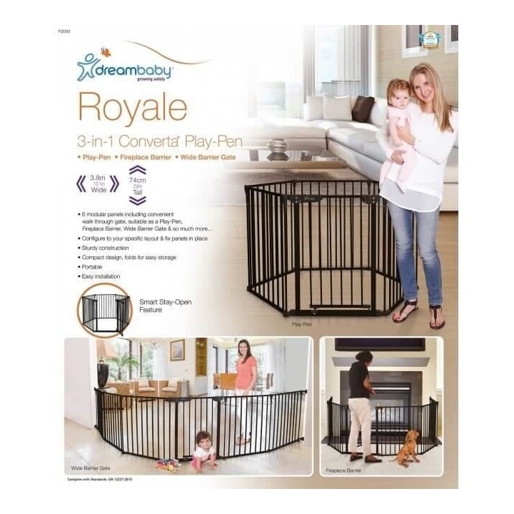 DREAMBABY Parc a bébé Royale Converta 3 en 1 - noir