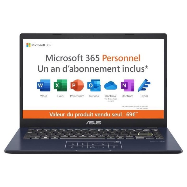 PC Portable ASUS VivoBook 14 E410 | 14 HD - Intel Celeron N4020 - RAM