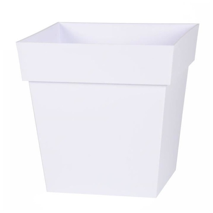 EDA Pot de fleur carré Toscane - 32 x 32 x H 32 cm - 22 L - Blanc