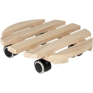 EDA Support a roulettes Ø 38 cm en Bois - 4 roulettes - 38 x 38 x H.8