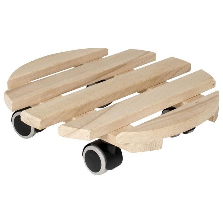 EDA Support a roulettes Ø 38 cm en Bois - 4 roulettes - 38 x 38 x H.8
