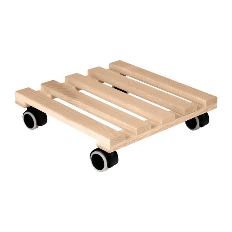 EDA Support a roulettes carré 40 x 40 cm en Bois - 4 roulettes - 40 x 40 x H.8,4 cm