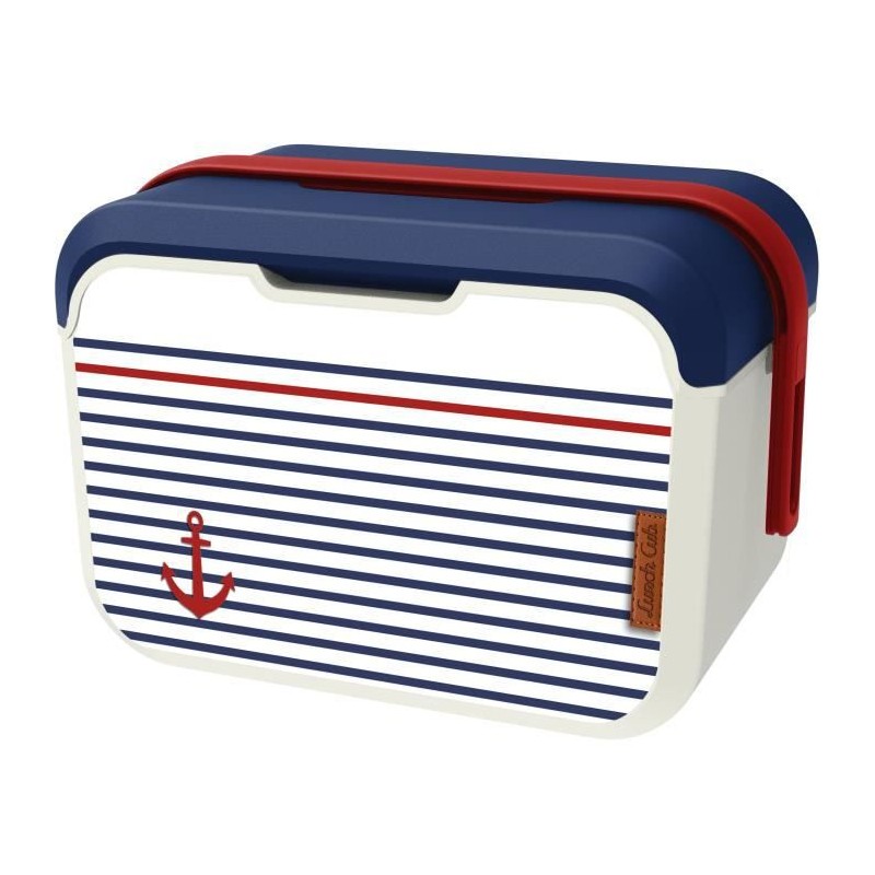 Lunch Cub - EDA - Mariniere 5L - Glaciere Isotherme Boite a Repas - Décor Marin - 32,6 x 19,9 x 18,9 cm