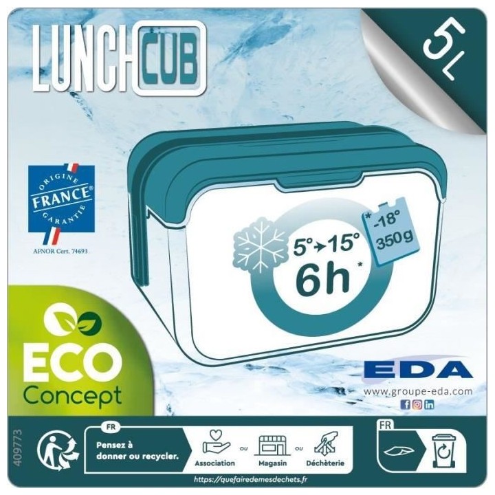 Lunch Cub - EDA - Mariniere 5L - Glaciere Isotherme Boite a Repas - D
