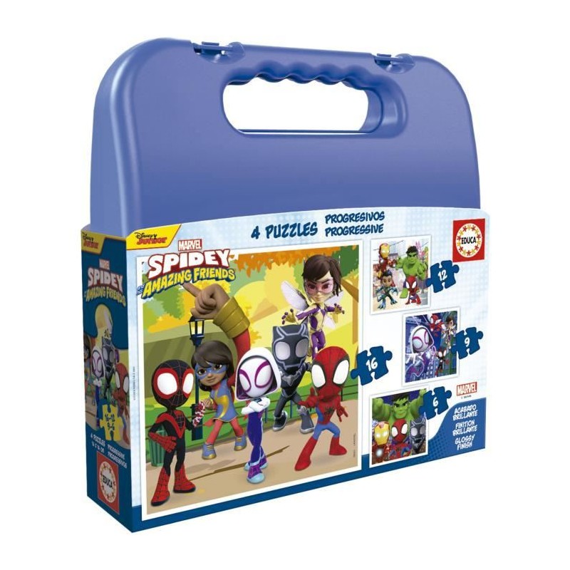 SPIDEY & HIS AMAZING FRIENDS - Malette de 4 puzzles progressifs