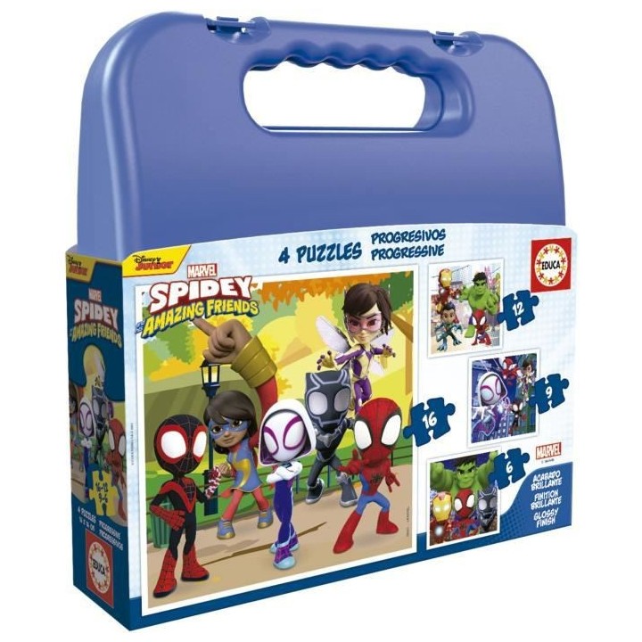 SPIDEY & HIS AMAZING FRIENDS - Malette de 4 puzzles progressifs