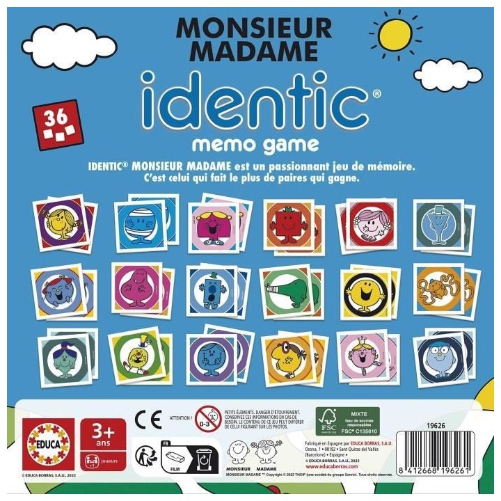 MONSIEUR MADAME - IDENTIC - Jeu de mémoire