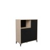 Buffet Cuisine Factory - Décor chene et noir - 2 portes + 1 tiroir - L 100 x P 43,3 x H 116 cm