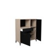 Buffet Cuisine Factory - Décor chene et noir - 2 portes + 1 tiroir - L 100 x P 43,3 x H 116 cm