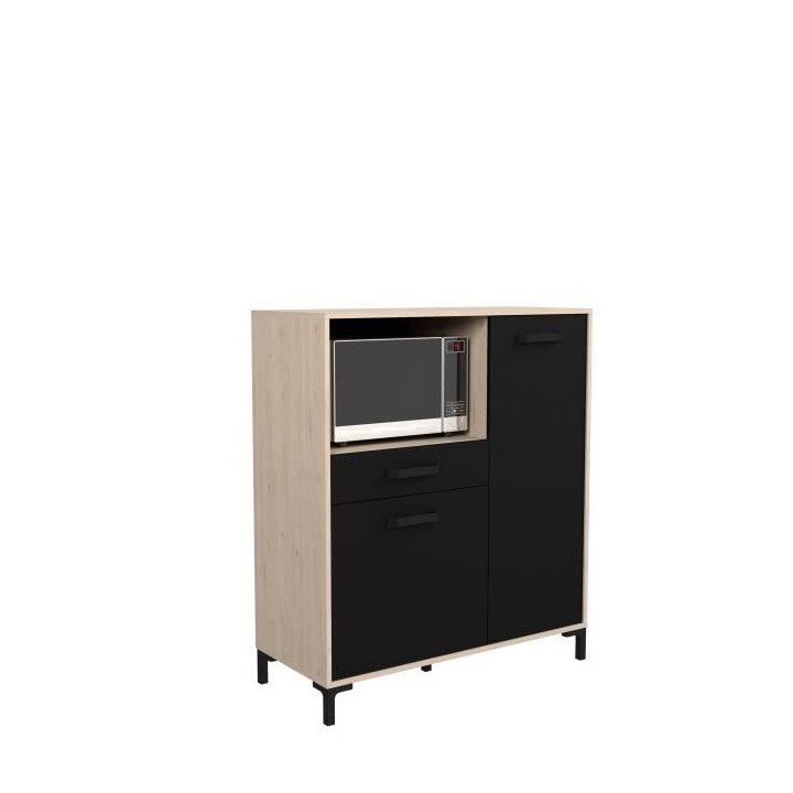 Buffet Cuisine Factory - Décor chene et noir - 2 portes + 1 tiroir -