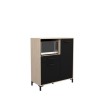 Buffet Cuisine Factory - Décor chene et noir - 2 portes + 1 tiroir - L 100 x P 43,3 x H 116 cm