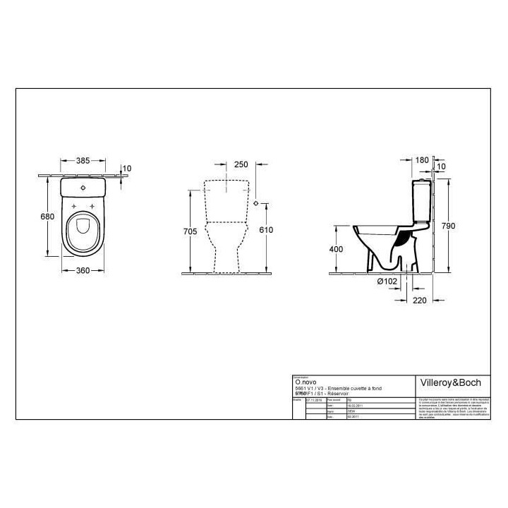 VILLEROY & BOCH - Pack WC O.novo sur pied - Céramique - sortie vertic