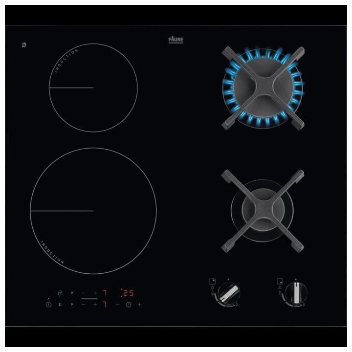 FAURE FGN86468BA - Table de cuisson mixte gaz / induction encastrable