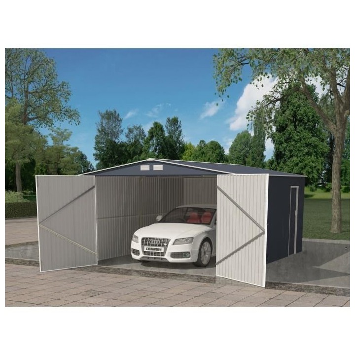 Garage en métal 18,2 m² - Avec kit d'ancrage inclus