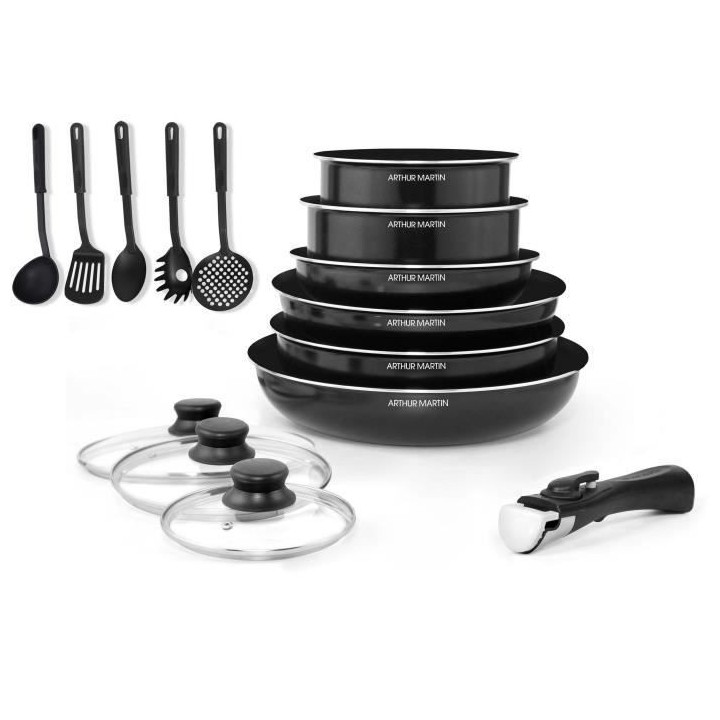 ARTHUR MARTIN Batterie de cuisine amovible 15 pieces 16-20-22-24-26 cm