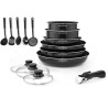 ARTHUR MARTIN Batterie de cuisine amovible 15 pieces 16-20-22-24-26 cm noir - Tous feux dont induction