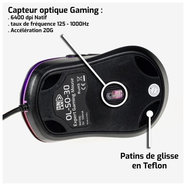 Souris gaming filaire SO-30 ON LAN - Noir