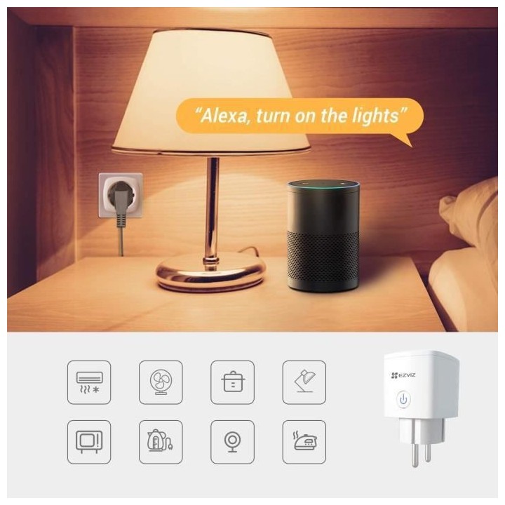 EZVIZ Prise Connectée WiFi, Smart Plug avec Mesure Consommation
