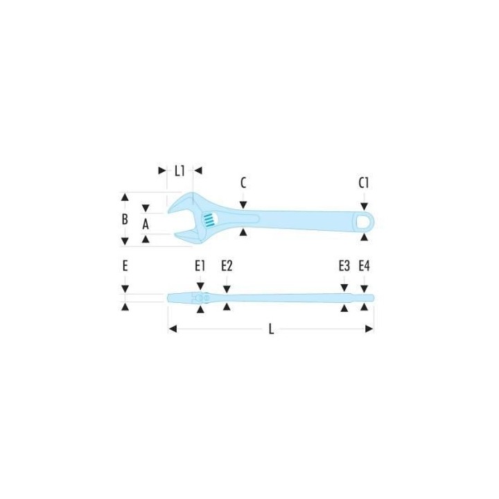 Clé a Molette 12 a Ajustement Rapide FACOM - 101.12PB - Tete incliné