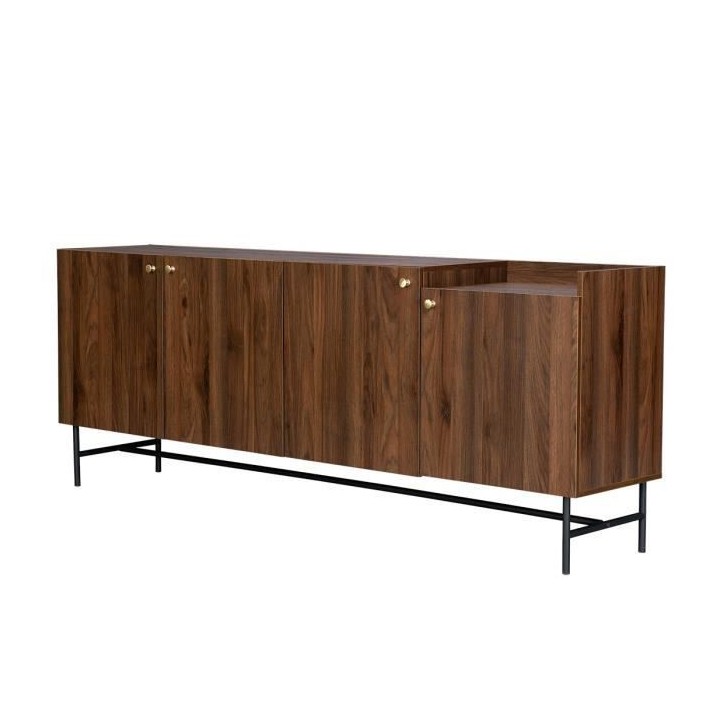 Buffet- Bois et métal - 4 portes 3 tiroirs - LODGE - L 195 x P 39,5 x