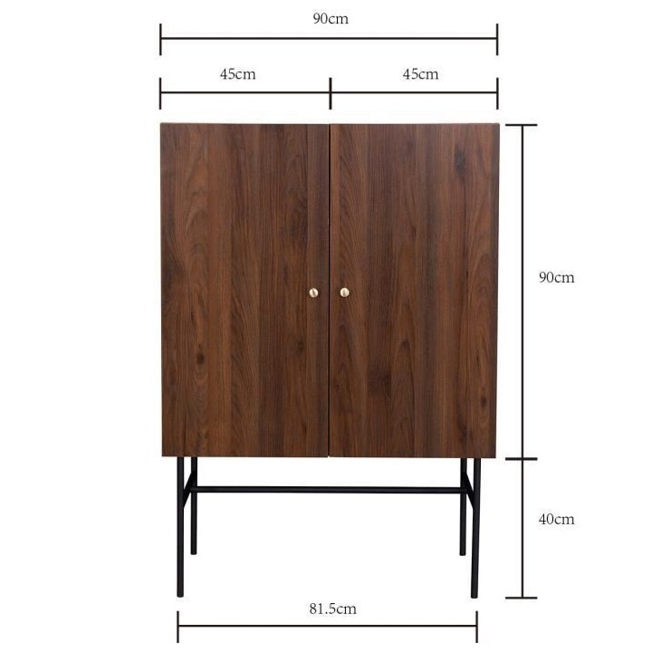 Buffet haut 2 portes 1 tiroir - Bois et métal - LODGE - L 90 x P 39,5
