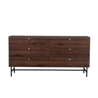 Commode 6 tiroirs - Bois et métal - LODGE - L 160 x P 39,5 x H 80