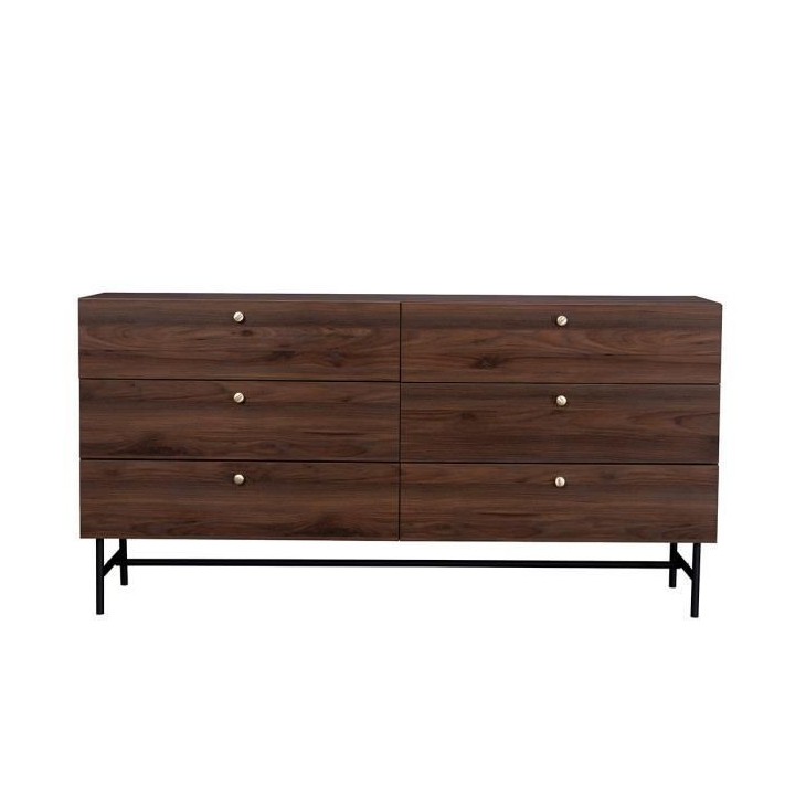Commode 6 tiroirs - Bois et métal - LODGE - L 160 x P 39,5 x H 80